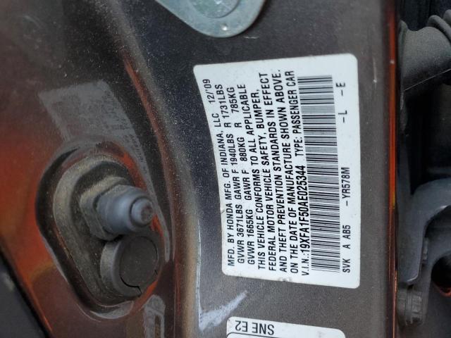 67652603 :رقم المزاد ، 19XFA1F50AE025344 vin ، 2010 Honda Civic Lx مزاد بيع