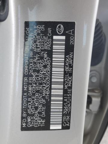 66808353 :رقم المزاد ، JTHBA30G355088457 vin ، 2005 Lexus Es 330 مزاد بيع