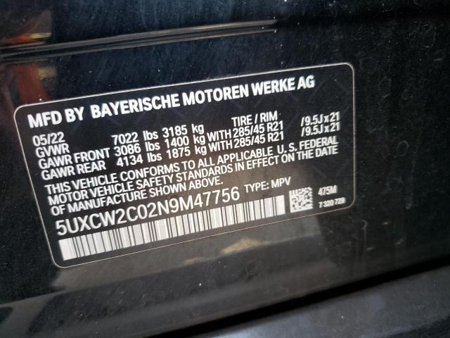 66497473 :رقم المزاد ، 5UXCW2C02N9M47756 vin ، 2022 Bmw X7 Xdrive40i مزاد بيع