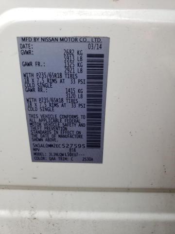 2014 Infiniti Qx60 მანქანა იყიდება აუქციონზე, vin: 5N1AL0MM2EC527595, აუქციონის ნომერი: 69584593