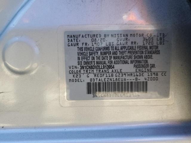 2020 Nissan Versa S მანქანა იყიდება აუქციონზე, vin: 3N1CN8DV2LL913954, აუქციონის ნომერი: 67773863