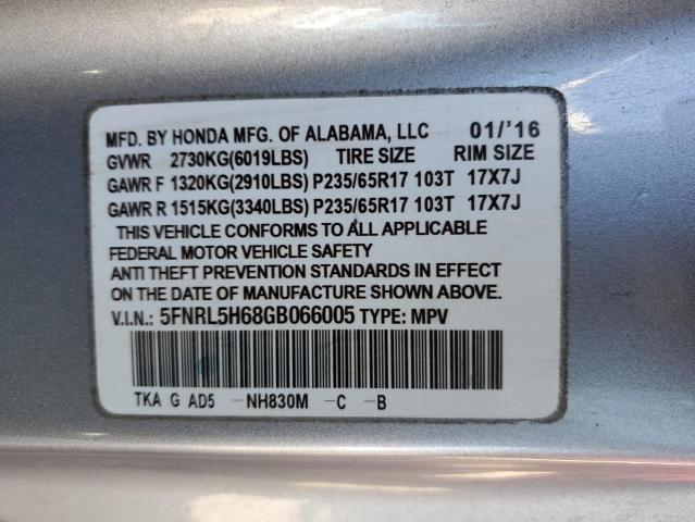 Продаж на аукціоні авто 2016 Honda Odyssey Exl, vin: 5FNRL5H68GB066005, номер лоту: 68845593