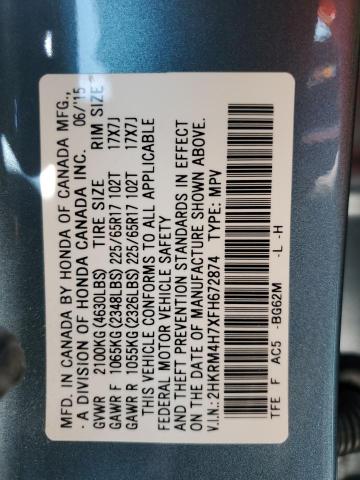 2015 Honda Cr-v Exl მანქანა იყიდება აუქციონზე, vin: 2HKRM4H7XFH672874, აუქციონის ნომერი: 67735353