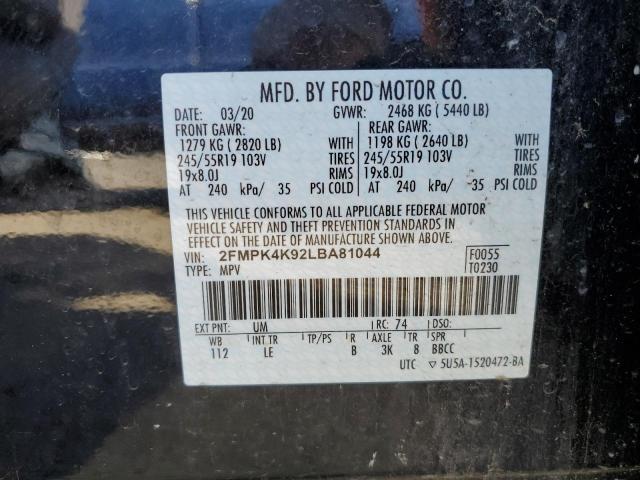 Продажа на аукционе авто 2020 Ford Edge Titanium, vin: 2FMPK4K92LBA81044, номер лота: 69033343