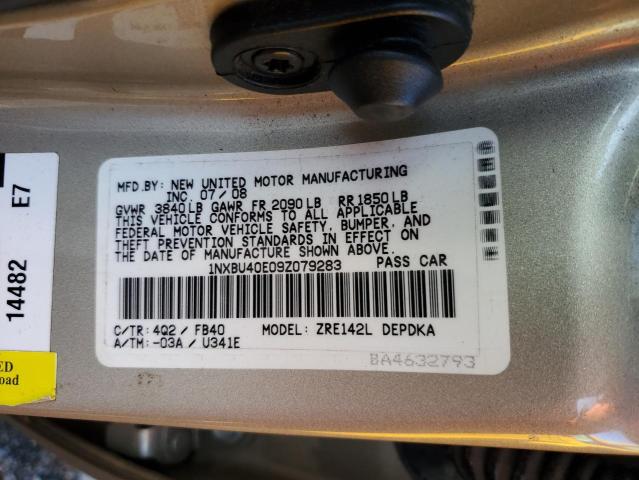 Продажа на аукционе авто 2009 Toyota Corolla Base, vin: 1NXBU40E09Z079283, номер лота: 67865843