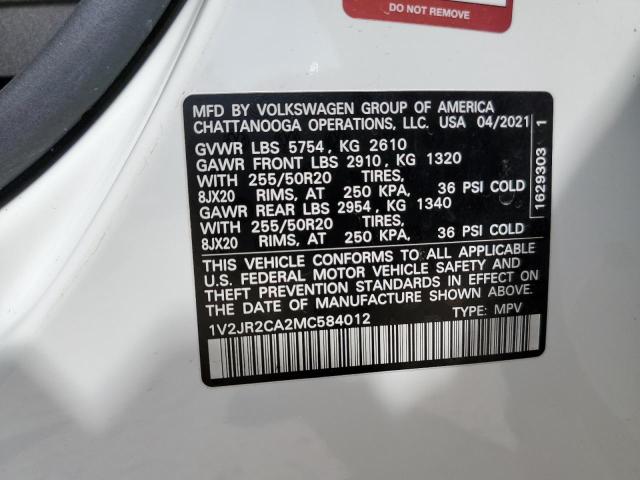 Продажа на аукционе авто 2021 Volkswagen Atlas Se, vin: 1V2JR2CA2MC584012, номер лота: 67814493