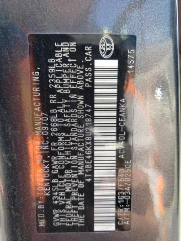 66922753 :رقم المزاد ، 4T1BE46KX8U218747 vin ، 2008 Toyota Camry Ce مزاد بيع