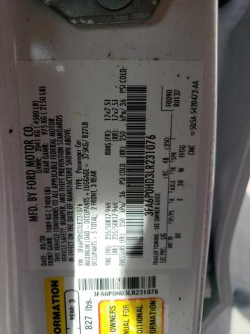 Продаж на аукціоні авто 2020 Ford Fusion Se, vin: 3FA6P0HD3LR231076, номер лоту: 69283473