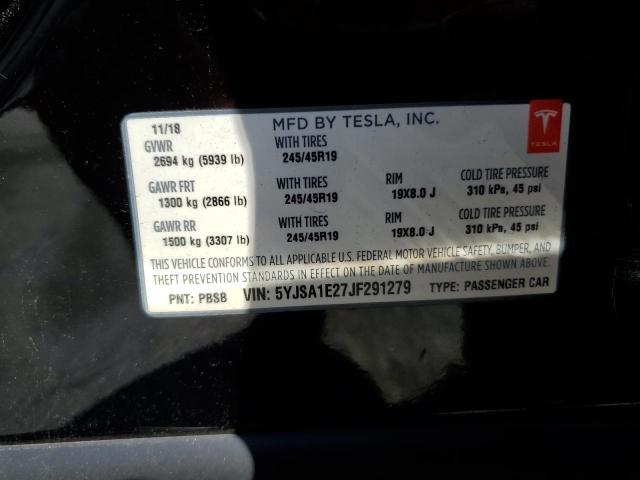 2018 Tesla Model S მანქანა იყიდება აუქციონზე, vin: 5YJSA1E27JF291279, აუქციონის ნომერი: 67383493