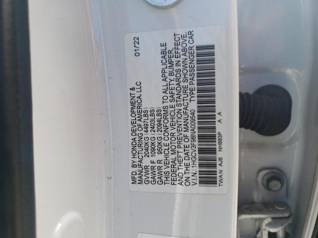 2022 Honda Accord Touring Hybrid მანქანა იყიდება აუქციონზე, vin: 1HGCV3F98NA009540, აუქციონის ნომერი: 67474303