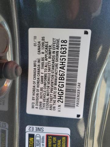 2010 Honda Civic Lx მანქანა იყიდება აუქციონზე, vin: 2HGFG1B67AH516318, აუქციონის ნომერი: 67331013