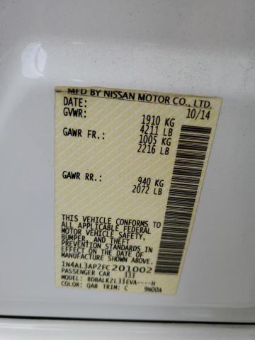 Auction sale of the 2015 Nissan Altima 2.5, vin: 1N4AL3AP2FC201002, lot number: 67347903