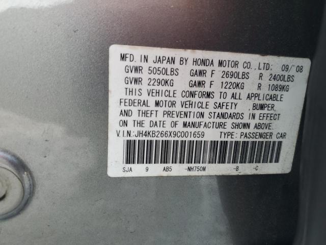 66373493 :رقم المزاد ، JH4KB266X9C001659 vin ، 2009 Acura Rl مزاد بيع