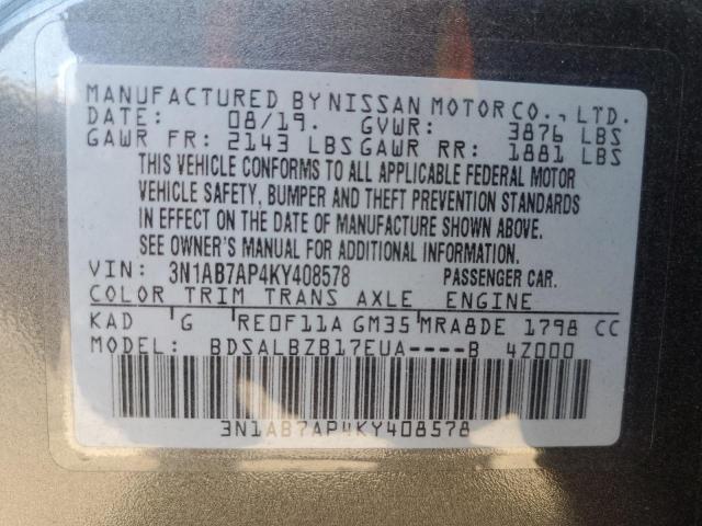 Aukcja sprzedaży 2019 Nissan Sentra S, vin: 3N1AB7AP4KY408578, numer aukcji: 67811913