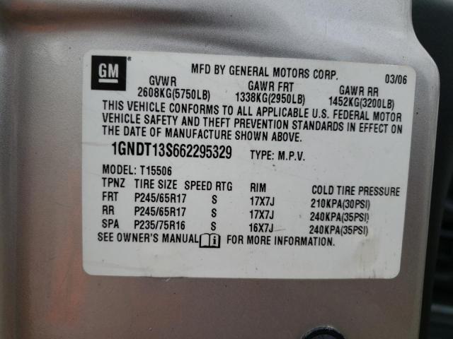 69492703 :رقم المزاد ، 1GNDT13S662295329 vin ، 2006 Chevrolet Trailblazer Ls مزاد بيع