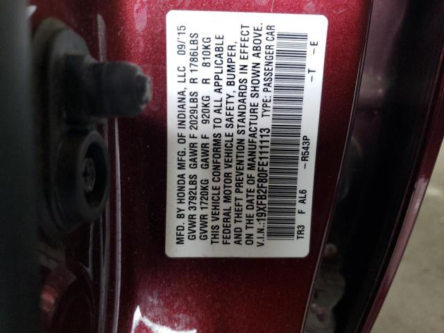 Продажа на аукционе авто 2015 Honda Civic Ex, vin: 19XFB2F80FE111113, номер лота: 67165533