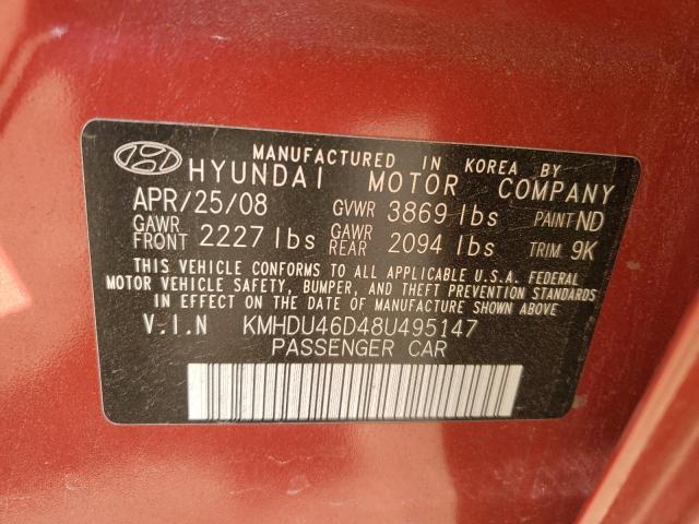 Продаж на аукціоні авто 2008 Hyundai Elantra Gls, vin: KMHDU46D48U495147, номер лоту: 69618153