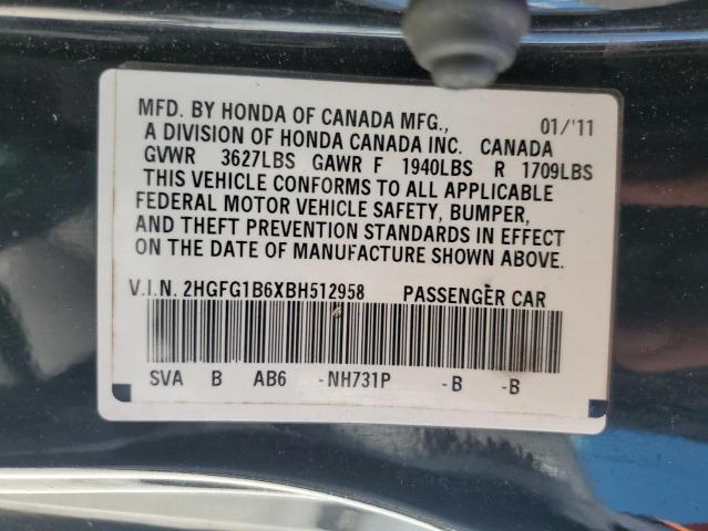 Продаж на аукціоні авто 2011 Honda Civic Lx, vin: 2HGFG1B6XBH512958, номер лоту: 66485303