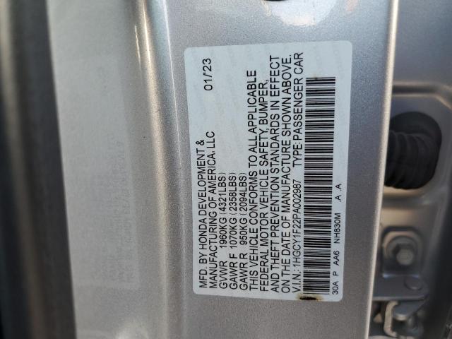 66018923 :رقم المزاد ، 1HGCY1F22PA002987 vin ، 2023 Honda Accord Lx مزاد بيع