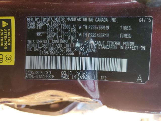 Aukcja sprzedaży 2015 Lexus Rx, vin: 2T2BK1BA9FC316666, numer aukcji: 72390204