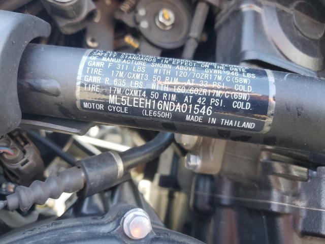 71823564 :رقم المزاد ، ML5LEEH16NDA01546 vin ، 2022 Kawasaki Versys 650 مزاد بيع