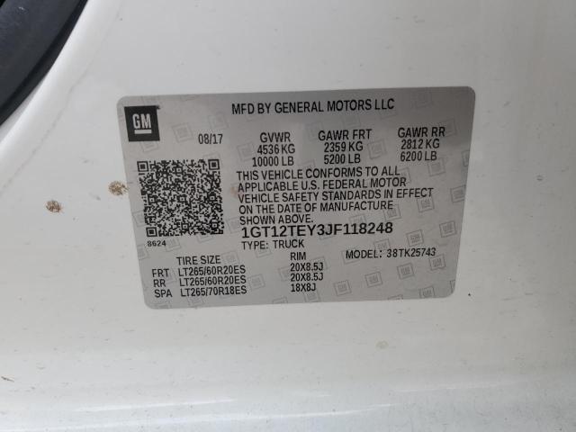 Продаж на аукціоні авто 2018 Gmc Sierra K25, vin: 1GT12TEY3JF118248, номер лоту: 70055654