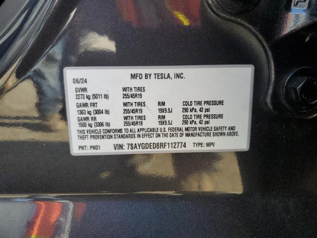 Aukcja sprzedaży 2024 Tesla Model Y, vin: 7SAYGDED8RF112774, numer aukcji: 71951134