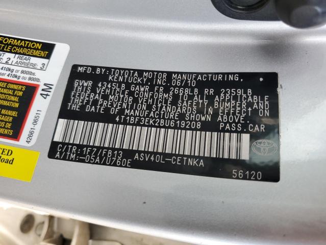 2011 Toyota Camry მანქანა იყიდება აუქციონზე, vin: 4T1BF3EK2BU619208, აუქციონის ნომერი: 72368524