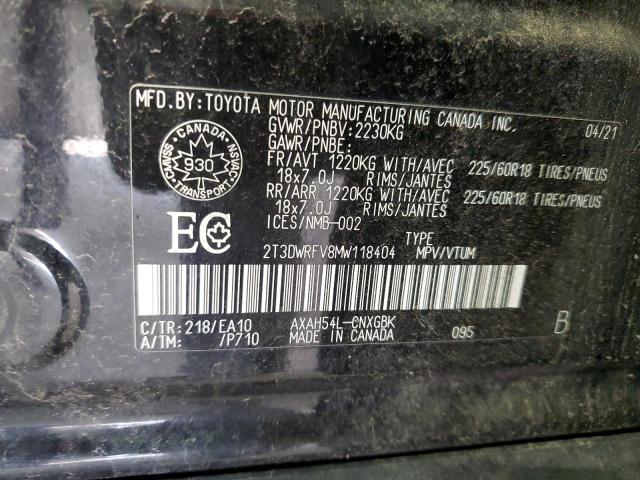 2021 Toyota Rav4 მანქანა იყიდება აუქციონზე, vin: 2T3DWRFV8MW118404, აუქციონის ნომერი: 45700134