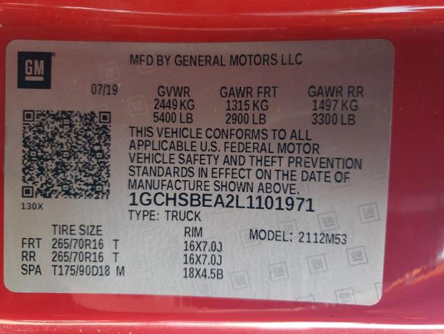 Продаж на аукціоні авто 2020 Chevrolet Colorado, vin: 1GCHSBEA2L1101971, номер лоту: 70410154