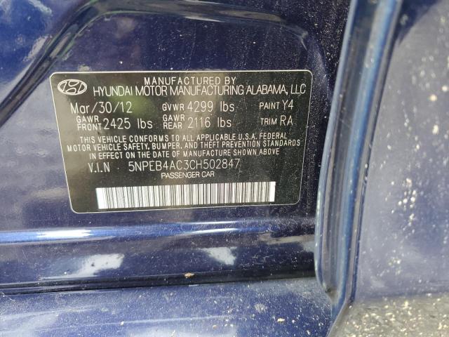 Продаж на аукціоні авто 2012 Hyundai Sonata Gls, vin: 5NPEB4AC3CH502847, номер лоту: 72286534