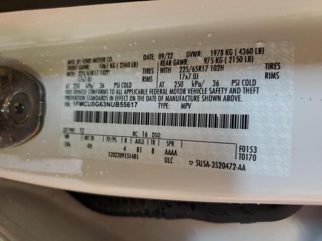 Продажа на аукционе авто 2022 Ford Escape Se, vin: 1FMCU0G63NUB55617, номер лота: 73342674
