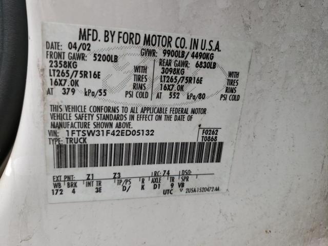 2002 Ford F350 მანქანა იყიდება აუქციონზე, vin: 1FTSW31F42ED05132, აუქციონის ნომერი: 70885334