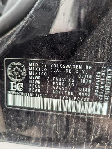 2019 Volkswagen Jetta მანქანა იყიდება აუქციონზე, vin: 3VWC57BU8KM178310, აუქციონის ნომერი: 68800664
