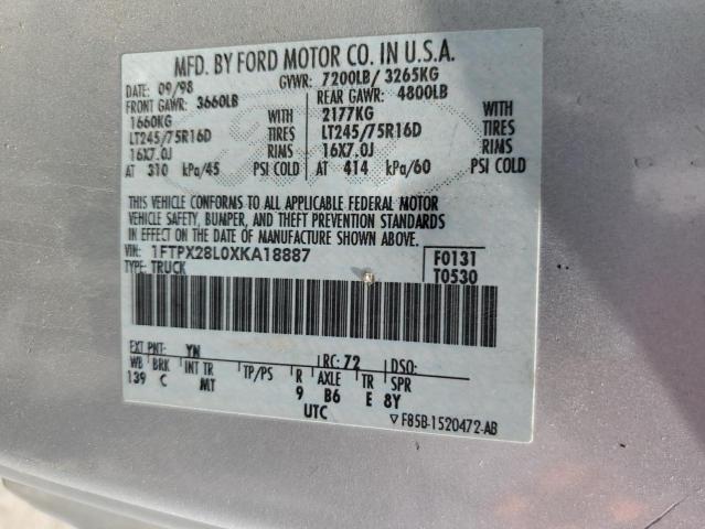 Продаж на аукціоні авто 1999 Ford F250, vin: 1FTPX28L0XKA18887, номер лоту: 73219194