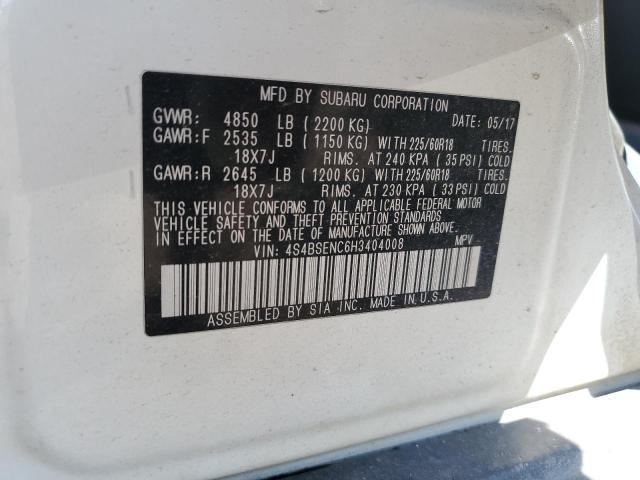 Aukcja sprzedaży 2017 Subaru Outback 3.6r Limited, vin: 4S4BSENC6H3404008, numer aukcji: 81256665