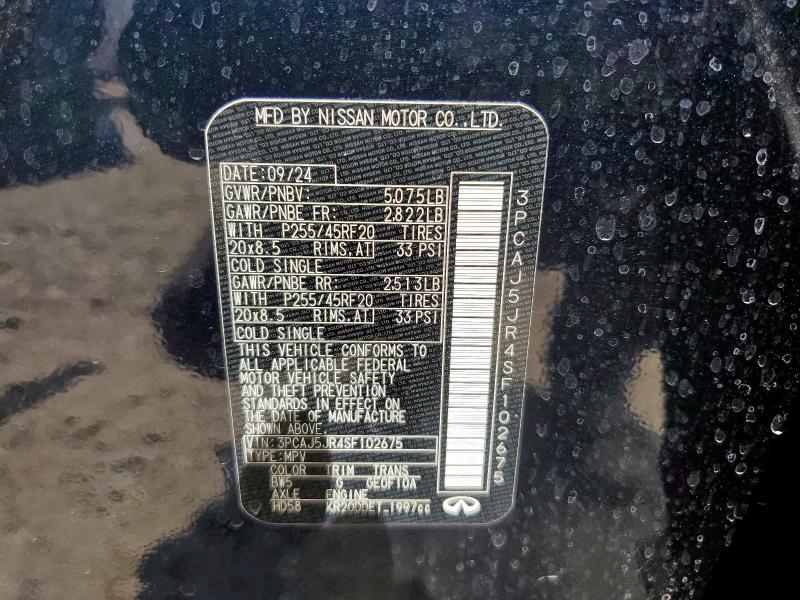 Aukcja sprzedaży 2025 Infiniti Qx55 Luxe, vin: 3PCAJ5JR4SF102675, numer aukcji: 83790155
