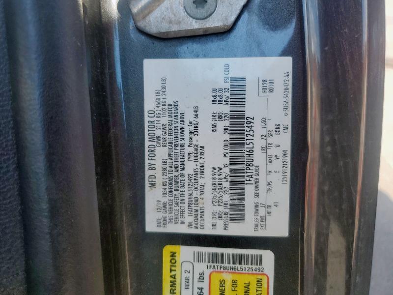 49012716 :رقم المزاد ، 1FATP8UH6L5125492 vin ، 2020 Ford Mustang مزاد بيع