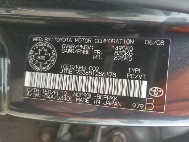 84588335 :رقم المزاد ، JTDBT923881286178 vin ، 2008 Toyota Yaris مزاد بيع