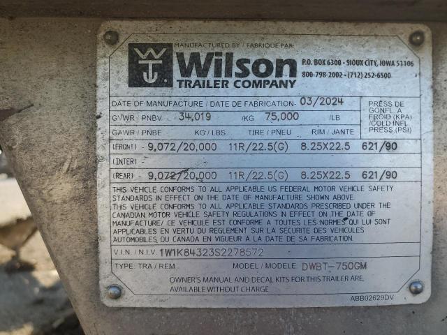 2025 Wilson Semi Trail მანქანა იყიდება აუქციონზე, vin: 1W1K84323S2278572, აუქციონის ნომერი: 80138725
