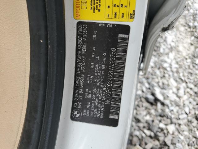 81687565 :رقم المزاد ، WBXPC934X8WJ23759 vin ، 2008 Bmw X3 مزاد بيع