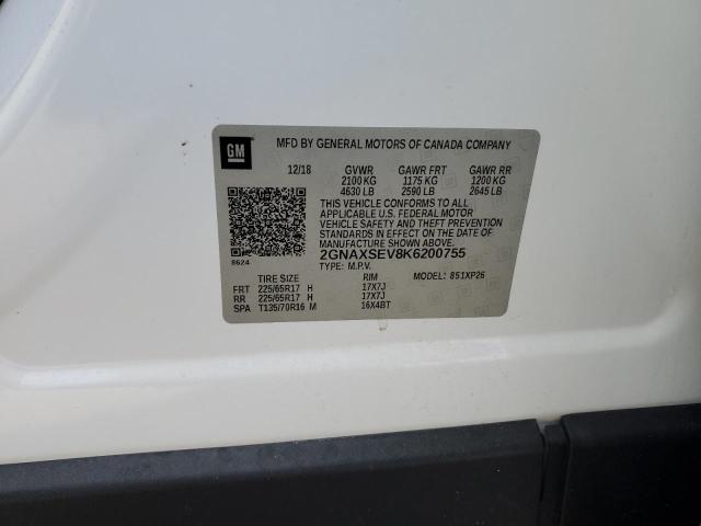 Продаж на аукціоні авто 2019 Chevrolet Equinox, vin: 2GNAXSEV8K6200755, номер лоту: 82095405