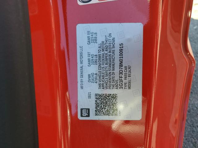 Продажа на аукционе авто 2022 Chevrolet Camaro, vin: 1G1FF3D78N0100915, номер лота: 80916345