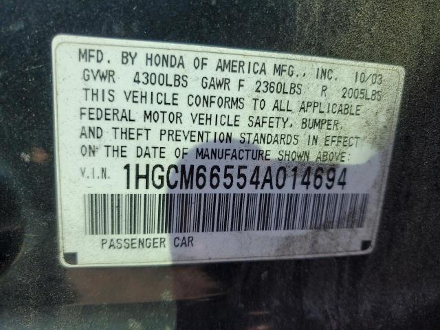 Aukcja sprzedaży 2004 Honda Accord, vin: 1HGCM66554A014694, numer aukcji: 81094805