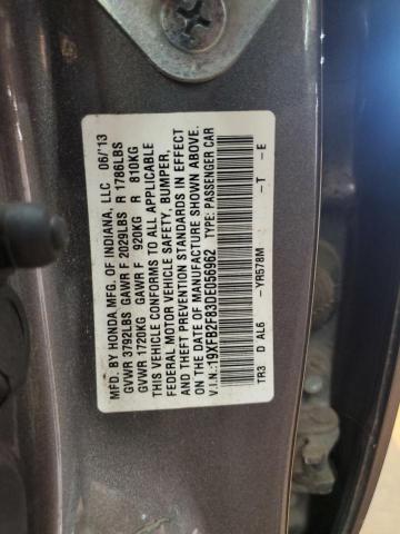 70998895 :رقم المزاد ، 19XFB2F83DE056962 vin ، 2013 Honda Civic مزاد بيع