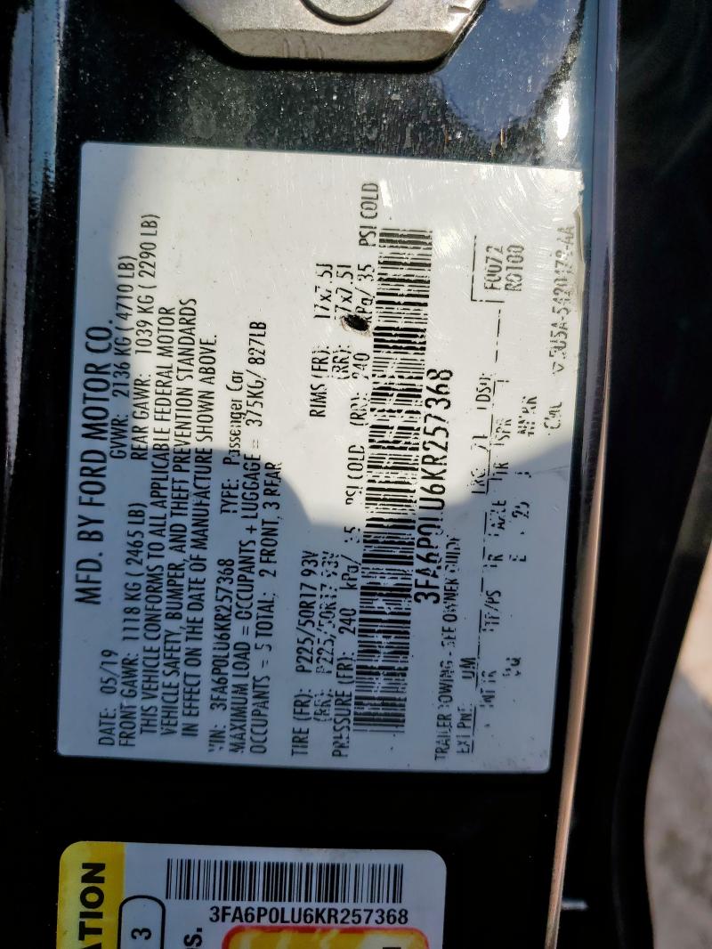 Продаж на аукціоні авто 2019 Ford Fusion Se, vin: 3FA6P0LU6KR257368, номер лоту: 81279075
