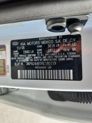 2019 Kia Rio მანქანა იყიდება აუქციონზე, vin: 3KPA24AB1KE180119, აუქციონის ნომერი: 81291415