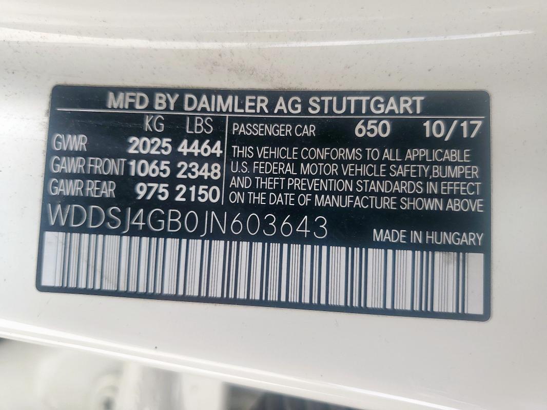 Продажа на аукционе авто 2018 Mercedes-benz Cla 250 4m, vin: WDDSJ4GB0JN603643, номер лота: 84792635