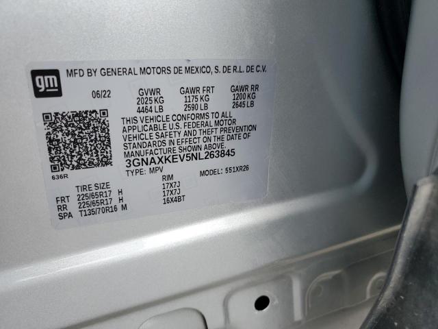 Aukcja sprzedaży 2022 Chevrolet Equinox Lt, vin: 3GNAXKEV5NL263845, numer aukcji: 71160365