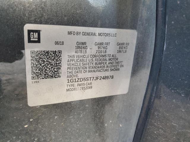 80057225 :رقم المزاد ، 1G1ZD5ST7JF248978 vin ، 2018 Chevrolet Malibu Lt مزاد بيع